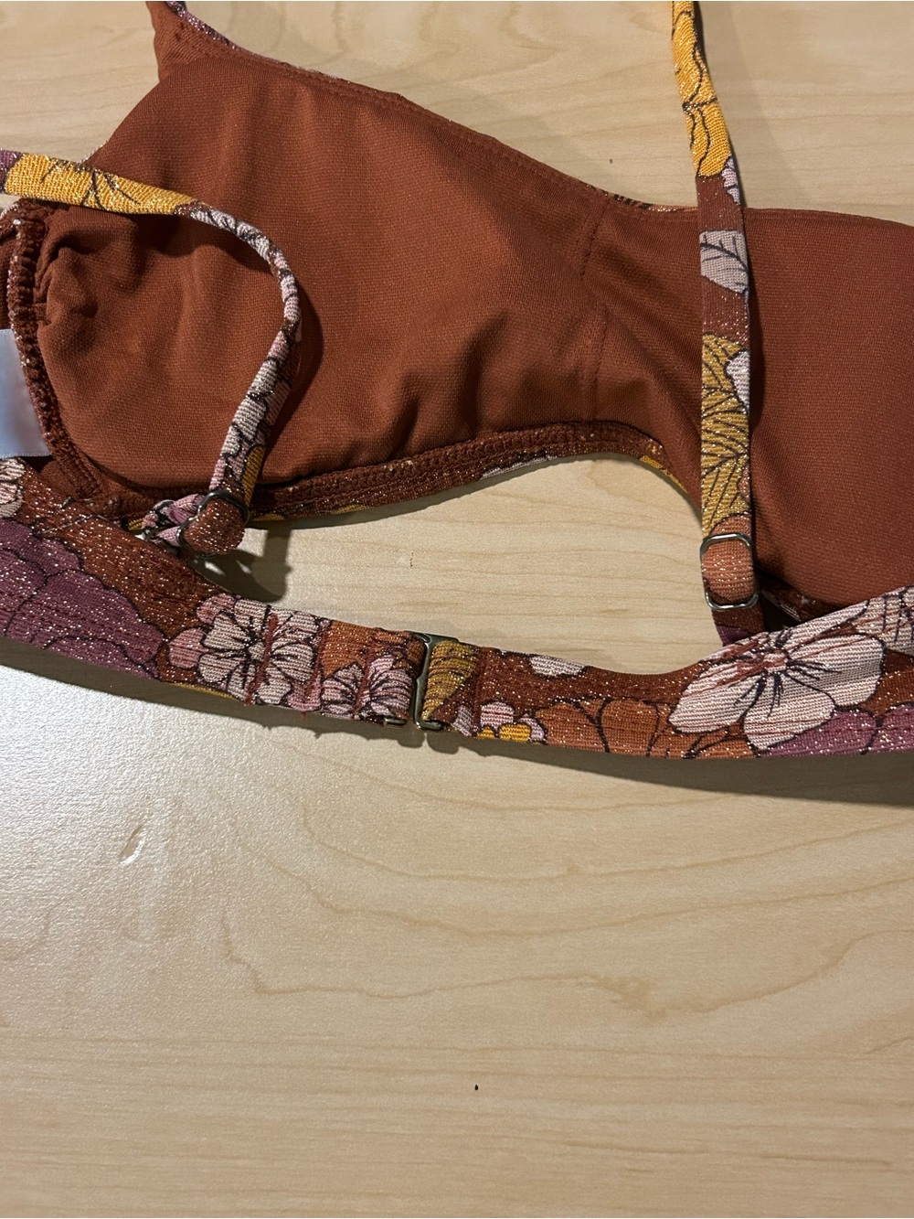 Xhilaration Floral Two-Piece Bikini in Rust, Pale Pink, Yellow - Picture 9 of 11